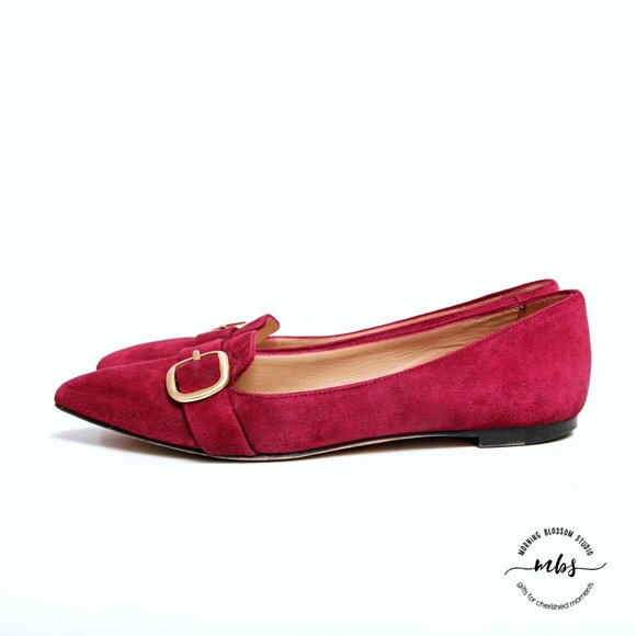 M. Gemi Suede Pointed Toe With Buckle Flats - Picture 4 of 15